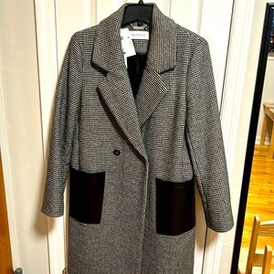 Womens Long Winter Coat with leather pockets